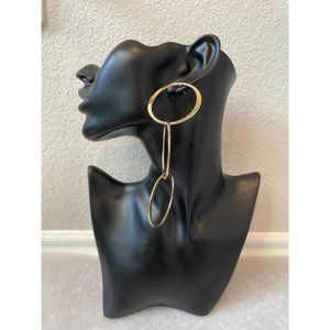 NWT Ettika Gold Plated Large Multi Hoop Interlocking Loop Dangle Earrings